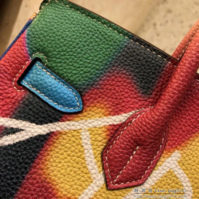 HERMES愛馬仕 30cm Birkin鉑金包 FAKE CHANEL 法國進口togo 彩繪獨立圖案 時尚手提包  Ama1084